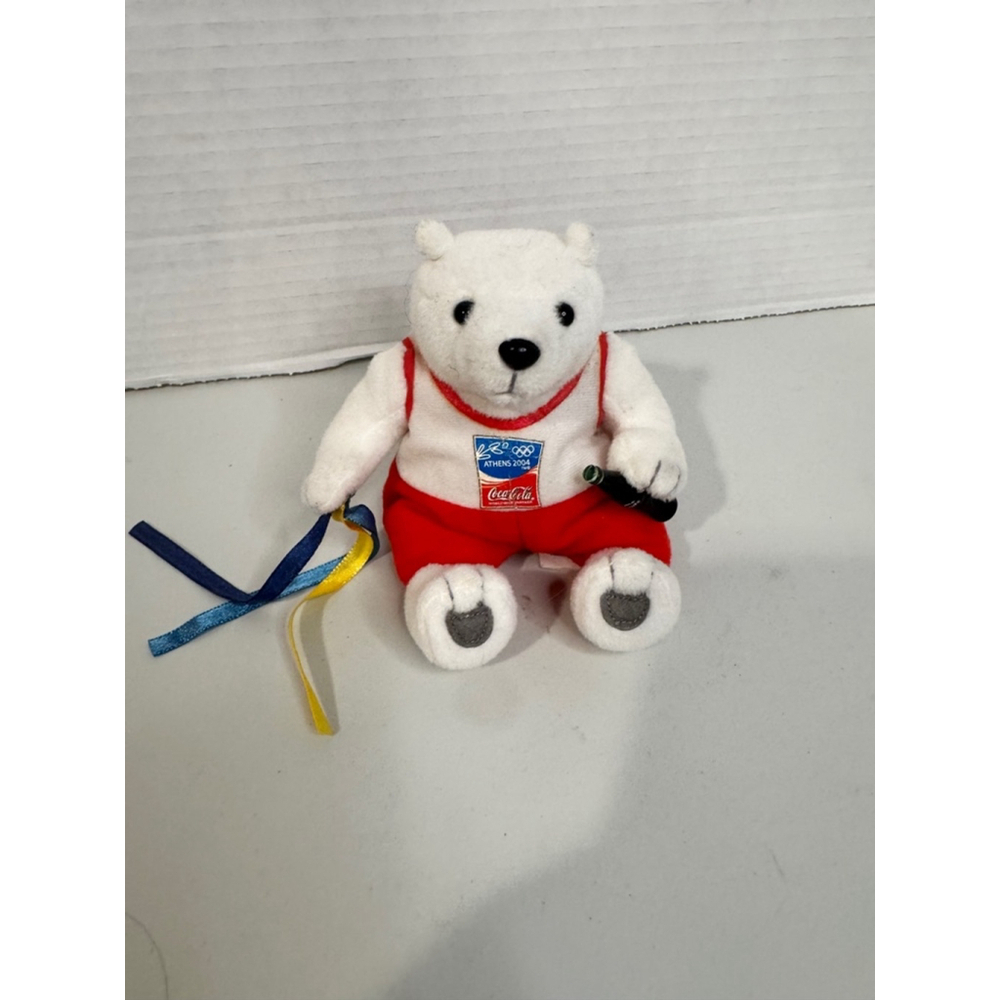 Coca Cola Collector Bean Bag Plush Polar Bear 2004 Athens Olympics